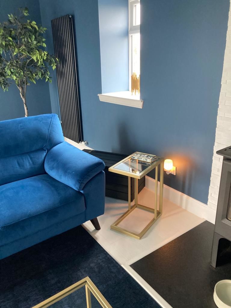 Customer photo review of Glass Sofa Side End Table