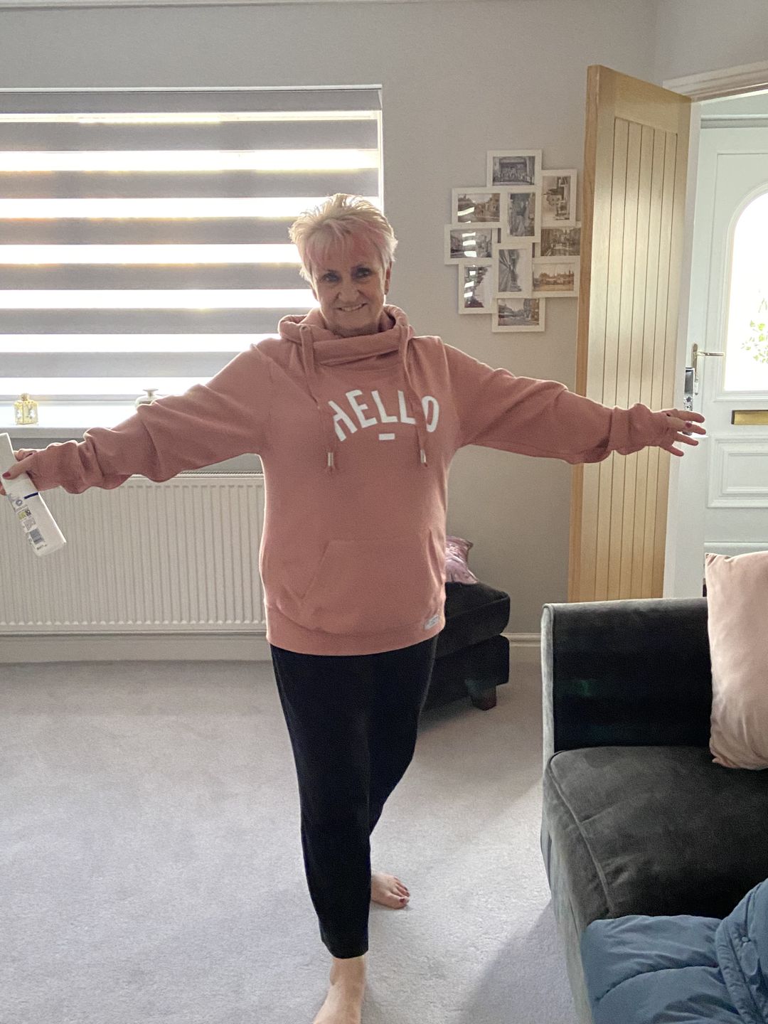 Customer photo review of Rose Hello Cowl Neck Hoodie