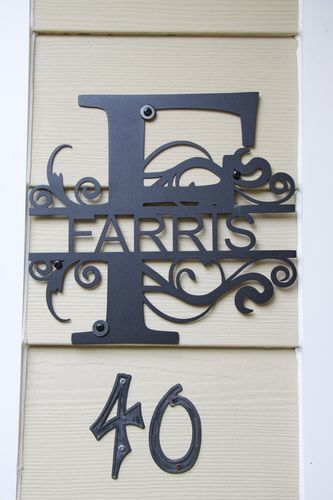 Customer photo review of Metal Split Letter Monogram | Custom Metal Monogram Signs