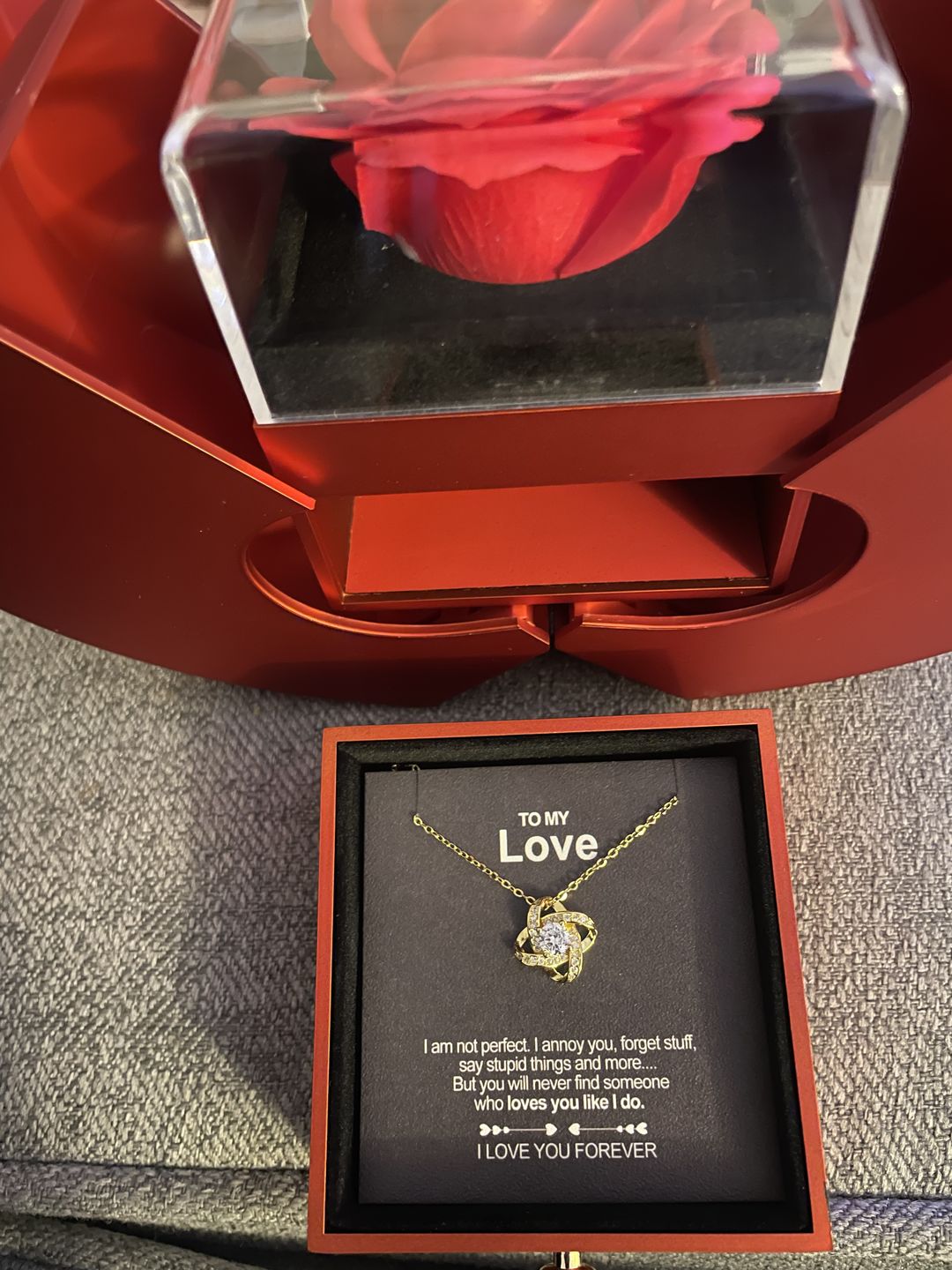 Customer photo review of White Gold Necklace - With Real Rose - To My Love