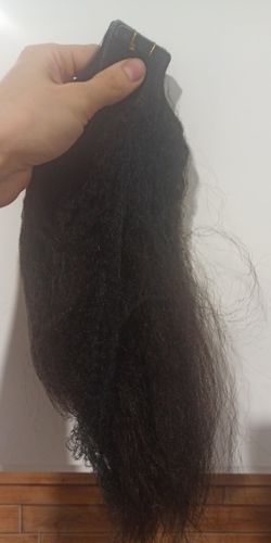 Customer photo review of Kinky Straight Seamless Tape In Extension 12A+Virgin Human Hair