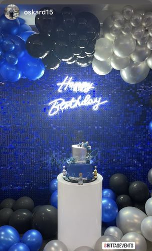 Customer photo review of Royal Blue Shimmer Wall Panels – Easy Setup Birthday/Event/Theme Party Decorations