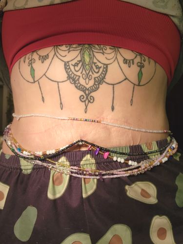 Customer photo review of Rainbow Pearl Waist Beads