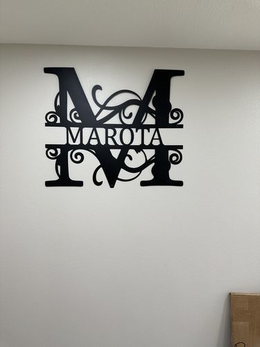 Customer photo review of Metal Split Letter Monogram | Custom Metal Monogram Signs