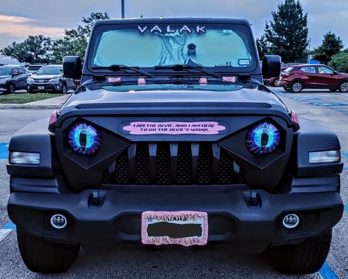 Customer photo review of Demon Grille w/ Mesh - Matte Black for 18-23 Jeep Wrangler JL & Gladiator JT w/o TrailCam