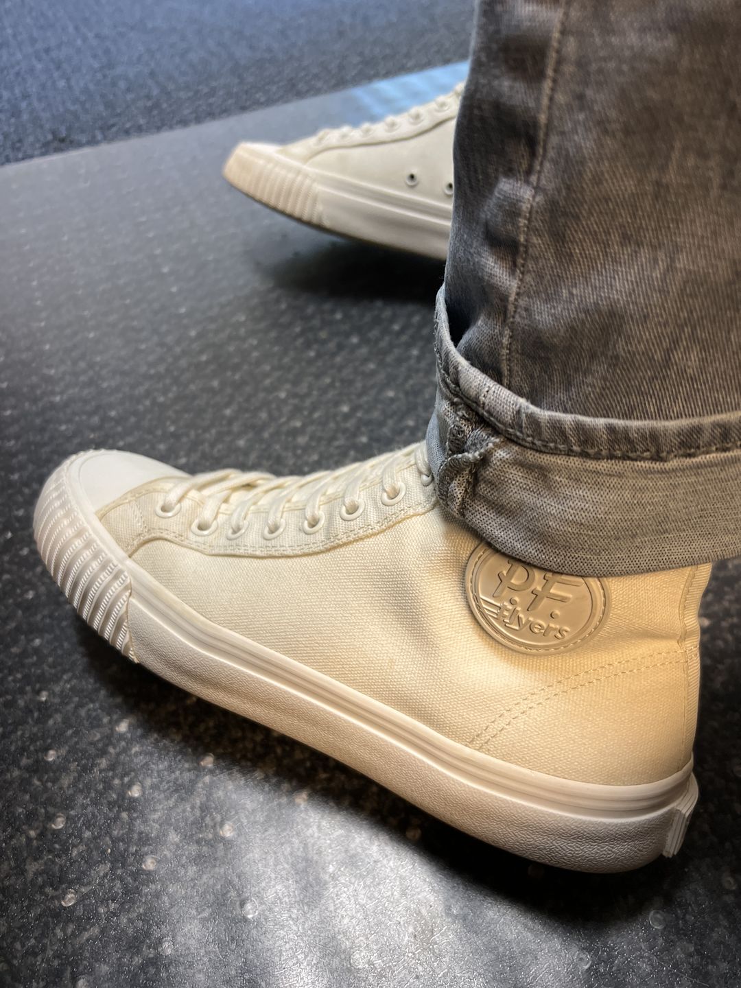 Customer photo review of Sea Salt Center Hi Top | Unisex Canvas Sneaker