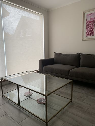 Customer photo review of Mesa de centro Rectangular 120 GOLDEN dos niveles GLASS