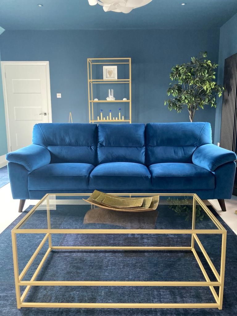 Customer photo review of Glass Metal Coffee Table Matte Gold Frame