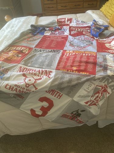 T-shirt quilt featuring norwayne baseball by Lisa from OH