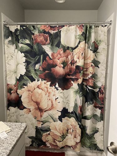Customer photo review of Fresh Pretty Flowers Fabric Shower Curtain