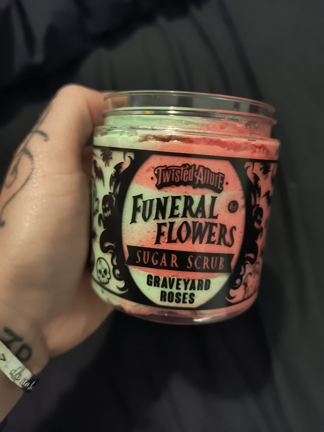 Customer photo review of Funeral Flowers Sugar Scrub (Graveyard Roses)