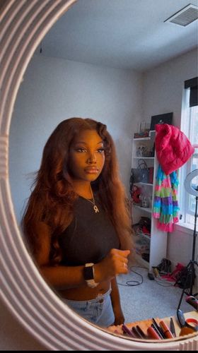 Customer photo review of Kinky Straight Seamless Tape In Extension 12A+Virgin Human Hair