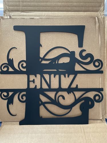 Customer photo review of Metal Split Letter Monogram | Custom Metal Monogram Signs