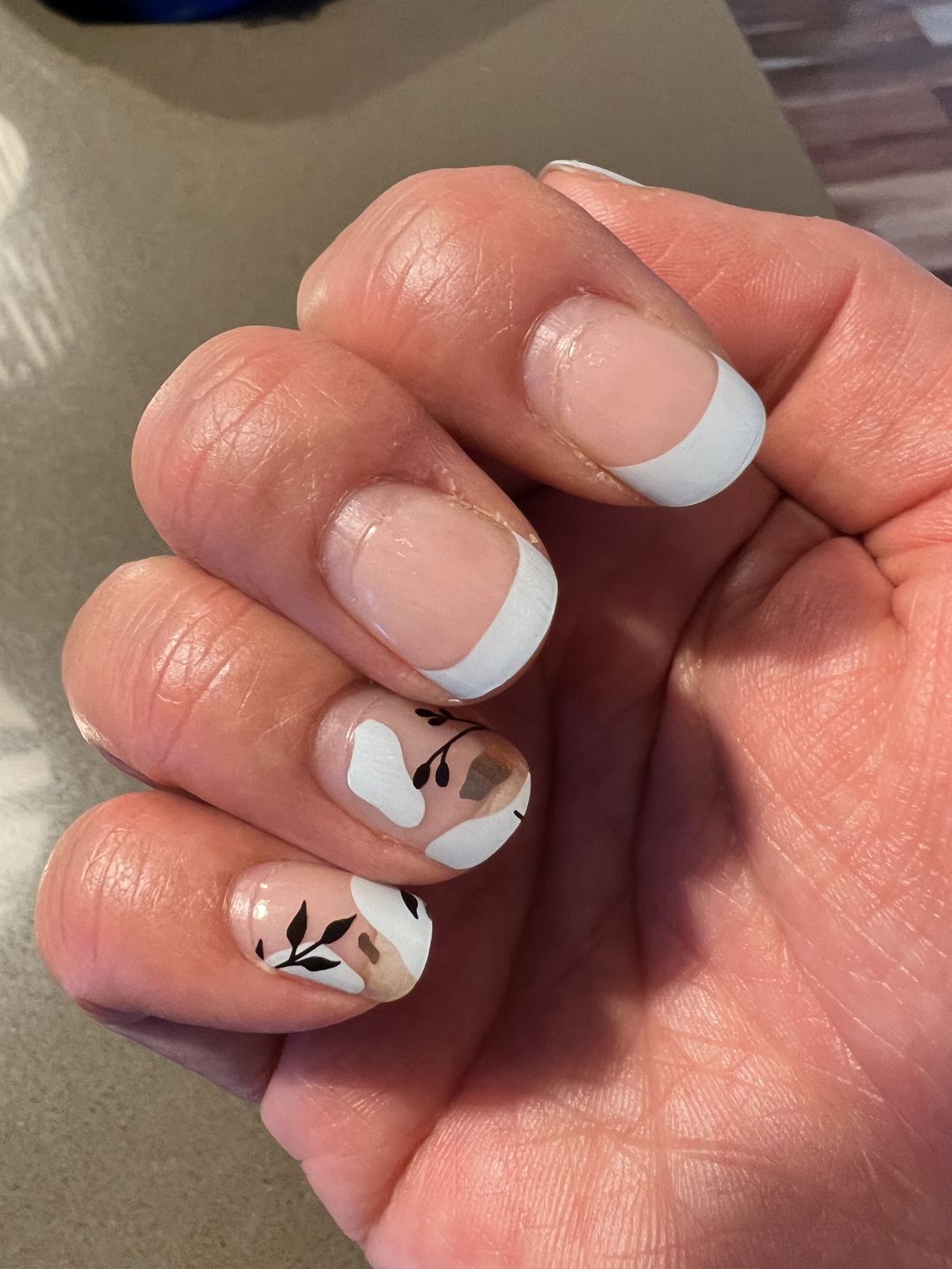 Customer photo review of NEW Blue Floral Daze DIY Semicured Gel Nail Sticker Kit