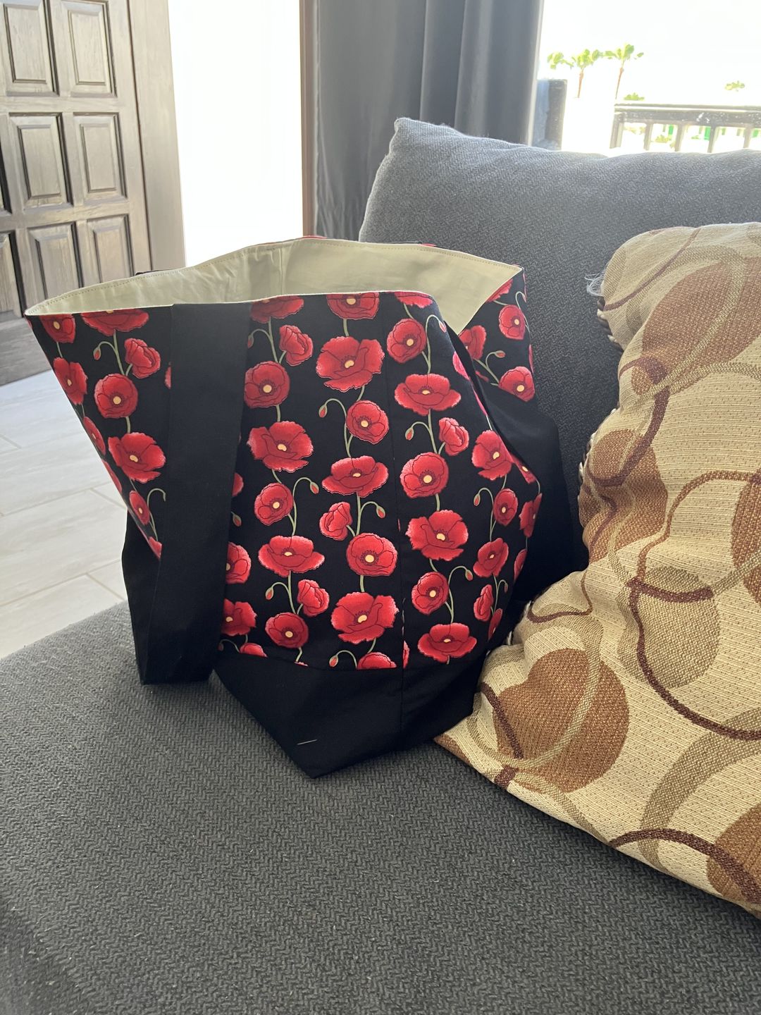 Customer photo review of Poppies Rose & Hubble Cotton Poplin Fabric