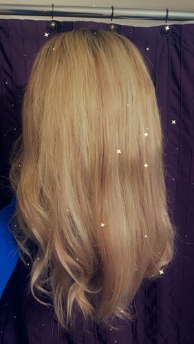 Customer photo review of Full Shine Lace Human Hair Wig Toppers 13cm*13cm For Women Hair Loss Balayage #3/8/22