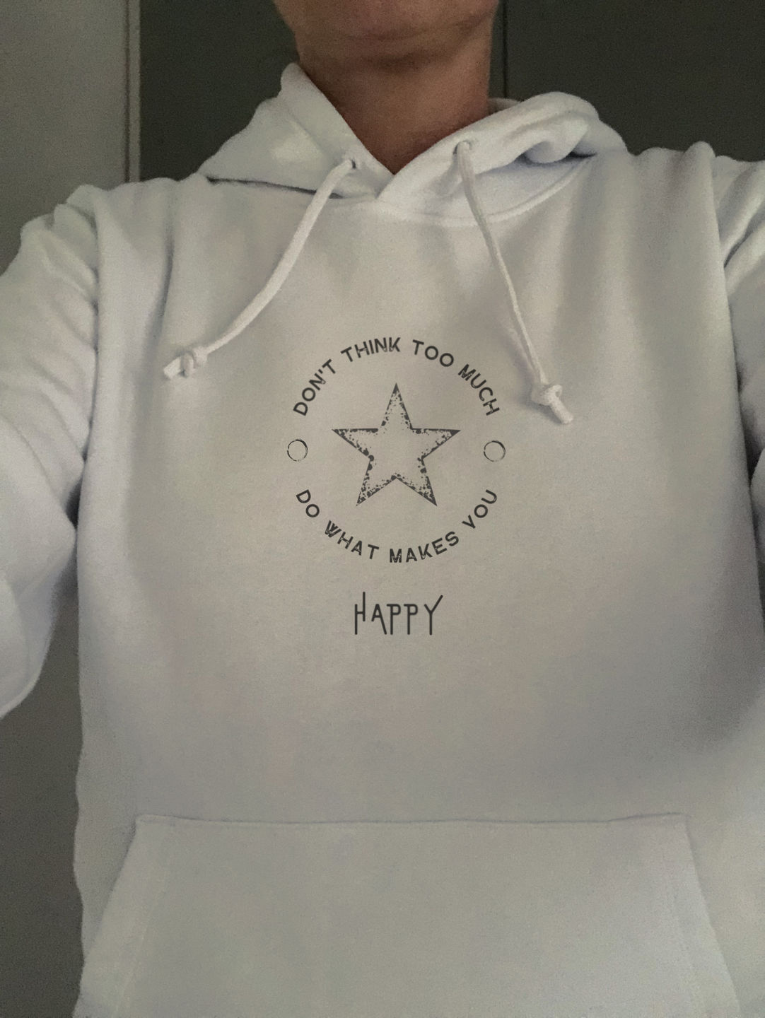 Customer photo review of Damen Hoodie regular fit "DON'T THINK TOO MUCH..." Bio-Baumwolle
