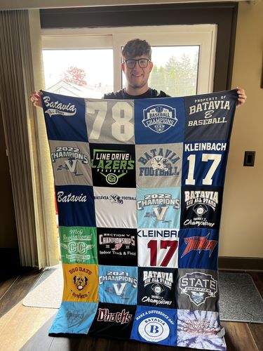 T-shirt quilt featuring batavia football team by Desire from NY