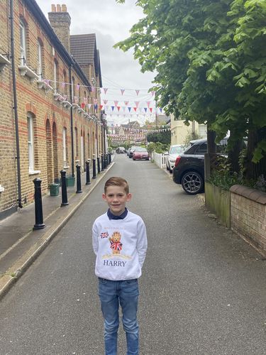 Customer photo review of Kensington Bear- Personalised Kings Coronation Kids Sweatshirt