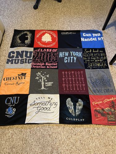 T-shirt quilt from christian university, cnu music by Carley from VA
