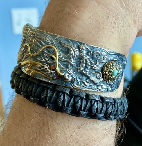 Customer photo review of Flying Dragon Silver Bracelet