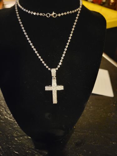 Customer photo review of 3mm 925 Sterling Silver Moon Cut Bead Chain