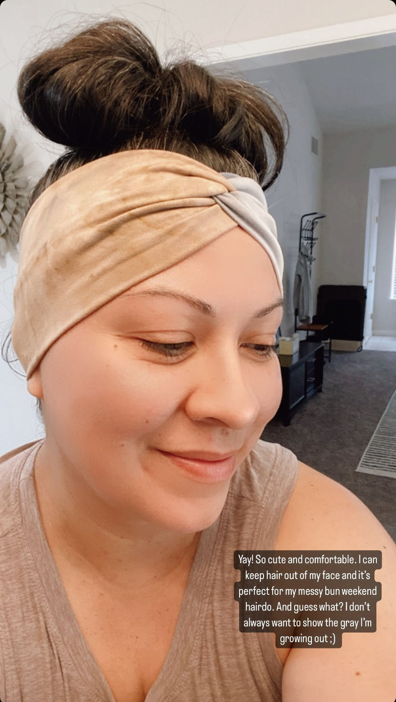 Customer photo review of Maroon, Cream & Black Tie-Dye Headband