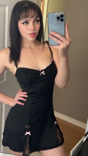 Customer photo review of Stephanie Pink Bows Black Lace Dress