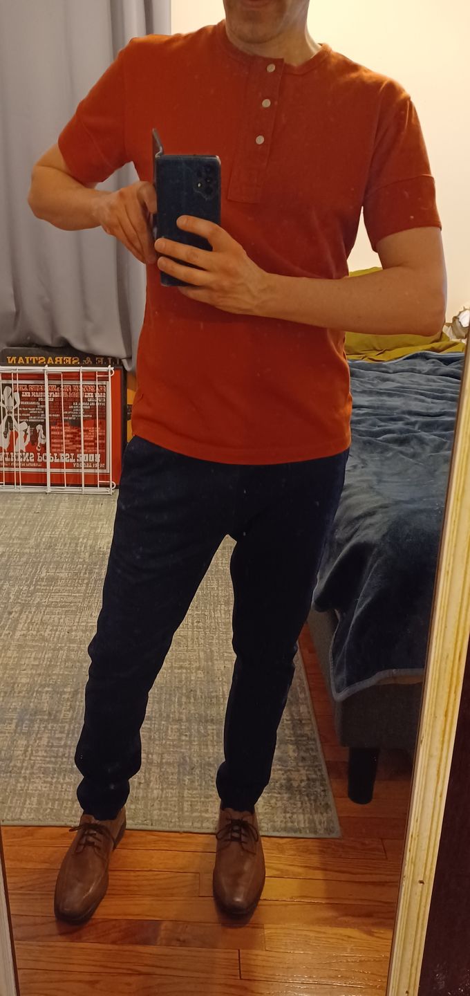 Customer photo review of Vintage Short Sleeve Henley T-Shirt - White