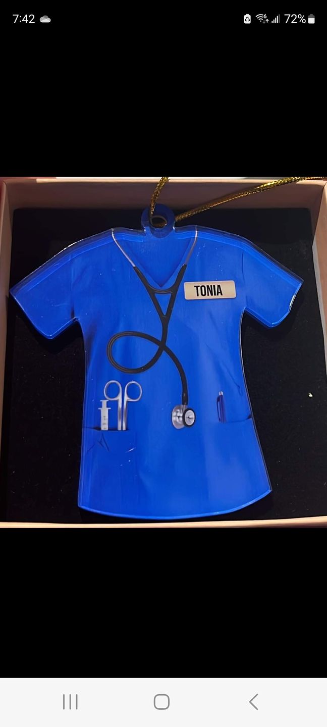 Customer photo review of Personalized Nurse Scrubs - Gift for Nurse Ornament