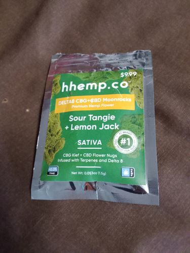 Customer photo review of HH Moonrock Flower Jar - Delta 8 Sour Tangie+Lemon Jack (Sativa)