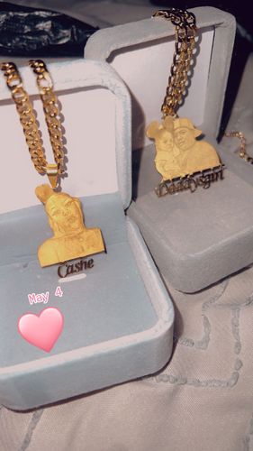 Customer photo review of Lovers Charm™ 18K Custom Engraved Necklace
