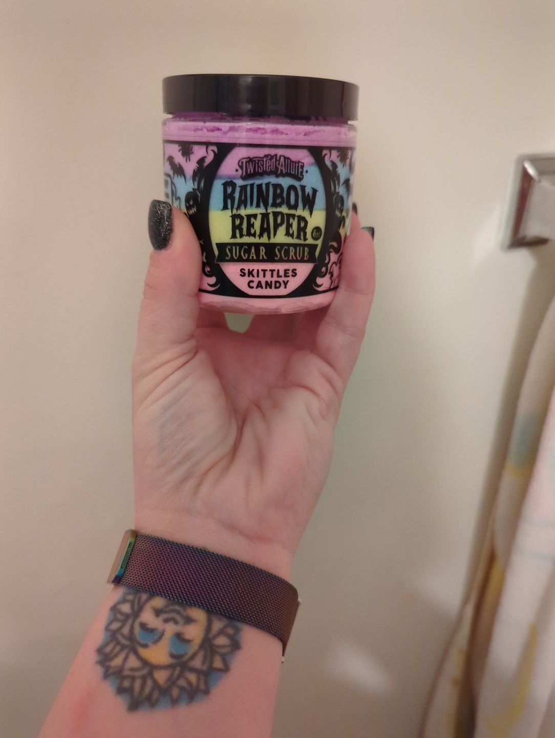 Customer photo review of Rainbow Reaper Sugar Scrub (Skittles Candy)