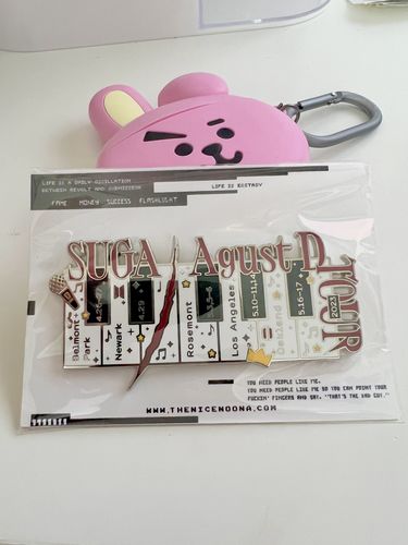 Customer photo review of BTS Suga | Agust D Tour Enamel Pins