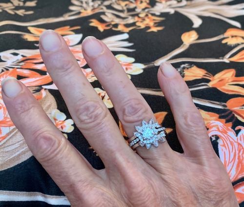 Customer photo review of 5-Stone Wishbone CZ Band in Sterling Silver