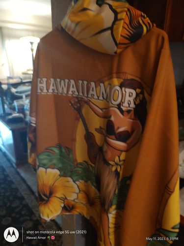 Customer photo review of Personalised Hawaiian Hula Girl Monstera Hibiscus Polynesian Hoodie