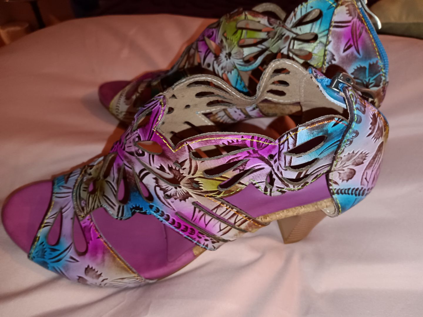 Customer photo review of Bohemia Leather Block Heel Comfy Sandals