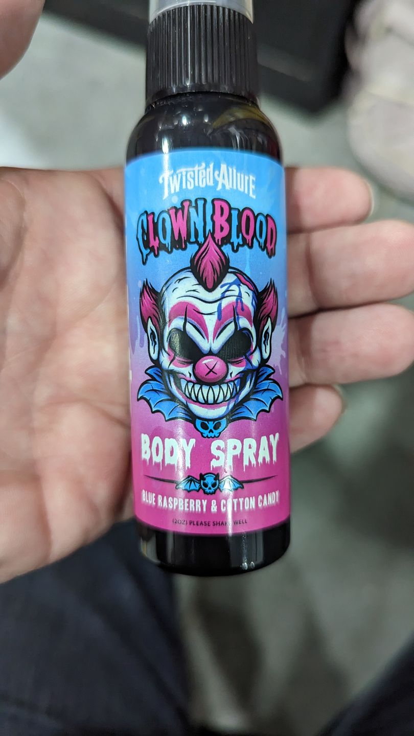 Customer photo review of Clown Blood Body Spray