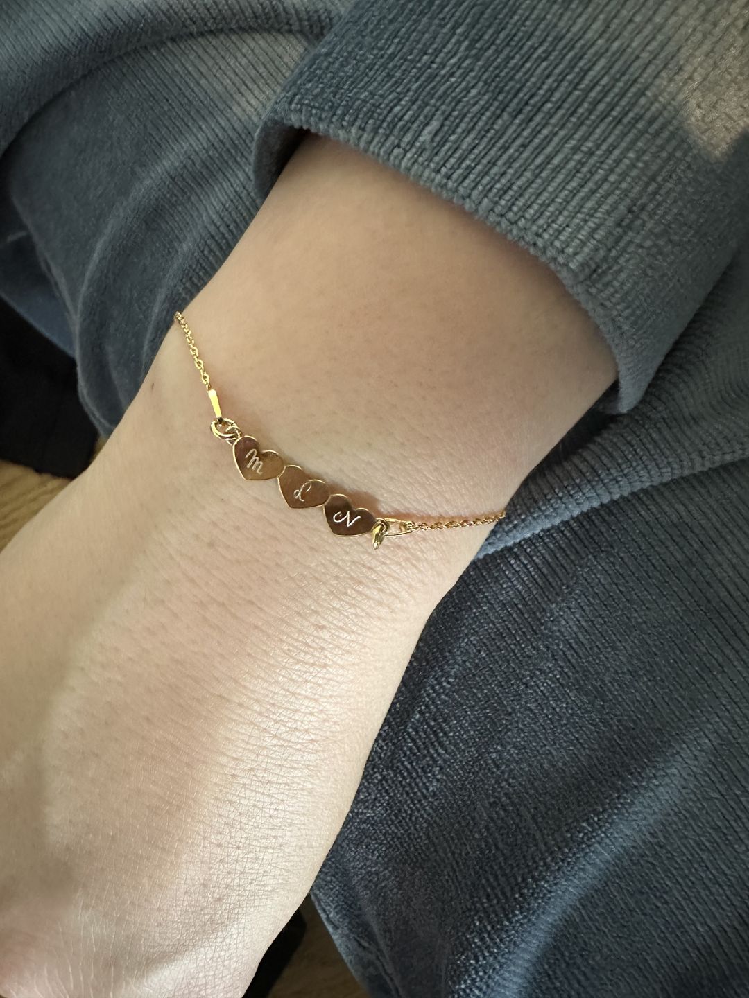 Customer photo review of Armband d’amour mit Gravur 3 Herzen