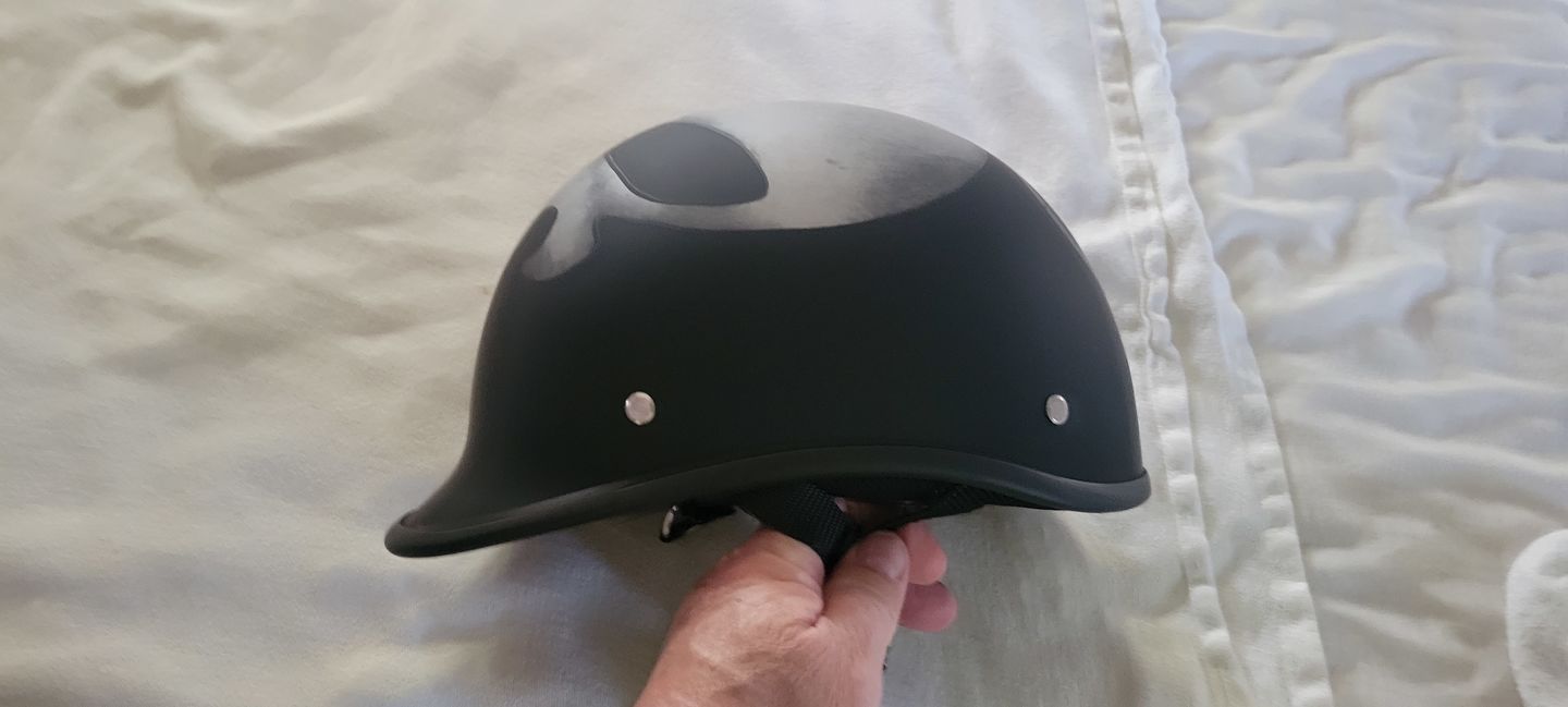 Customer photo review of Low Profile Reversible DOT Polo Helmet / Punisher
