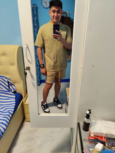 Customer photo review of SWEATSHORTS - TAN