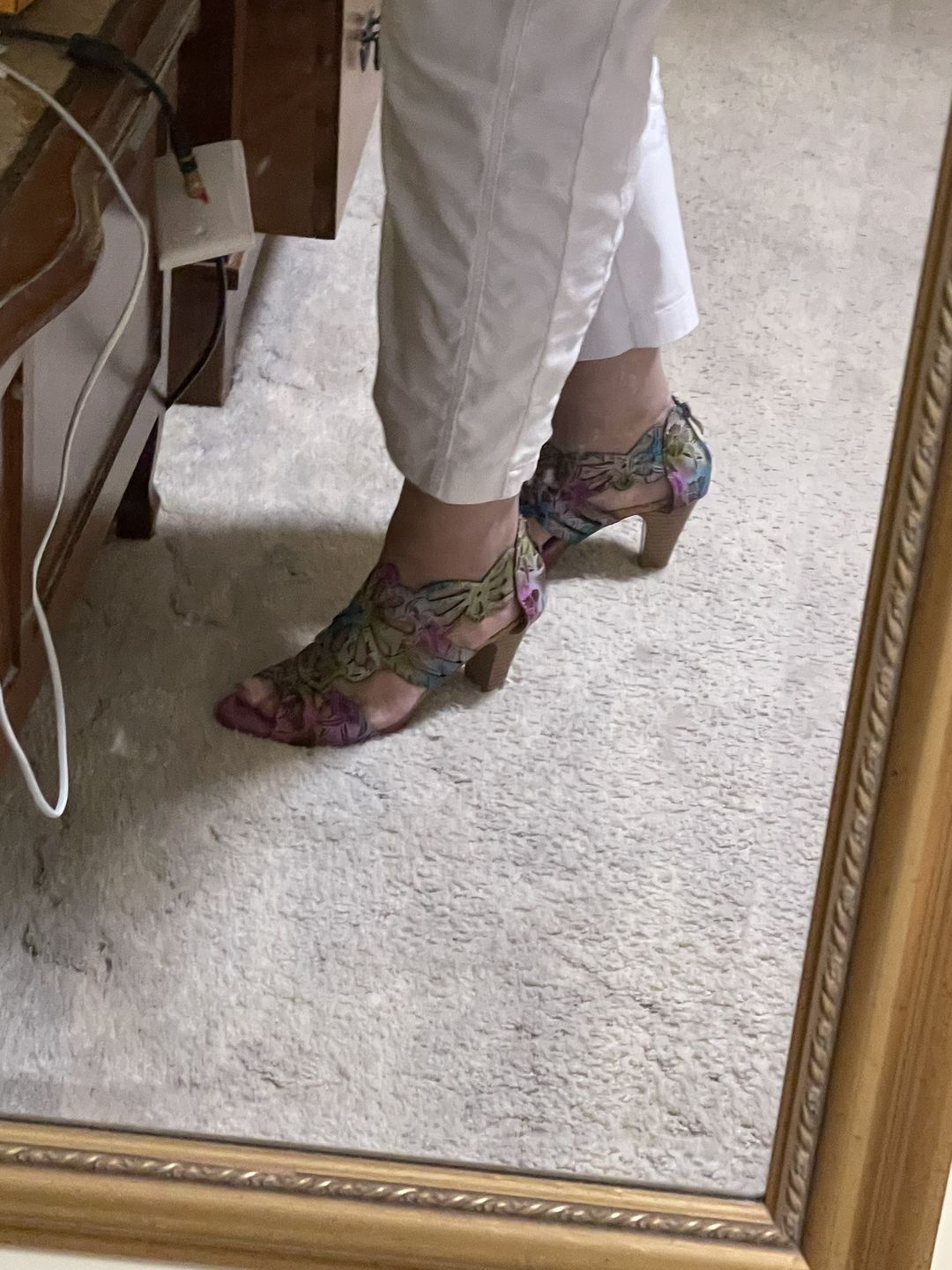 Customer photo review of Bohemia Leather Block Heel Comfy Sandals