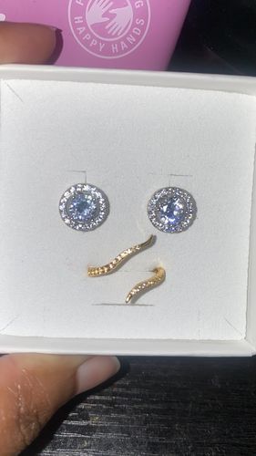 Customer photo review of Silver Cubic Zirconia Stud Earrings