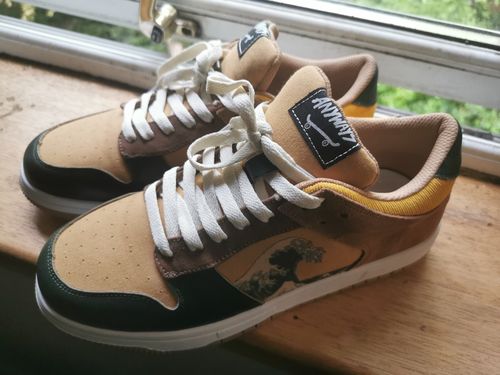 Customer photo review of The great wave off Kanagawa inspired sneakers