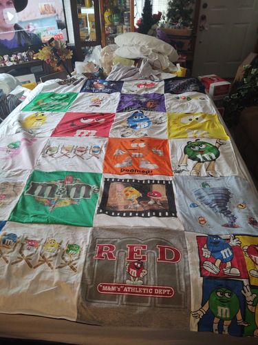 T-shirt quilt with candy, collecting t-shirts themes by Diane from IA