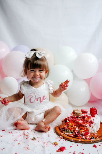 Customer photo review of 1st Birthday Tulle Romper - White