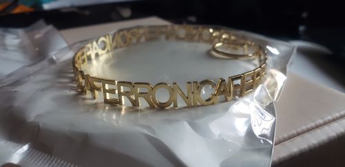 Customer photo review of Hoop Name Earrings