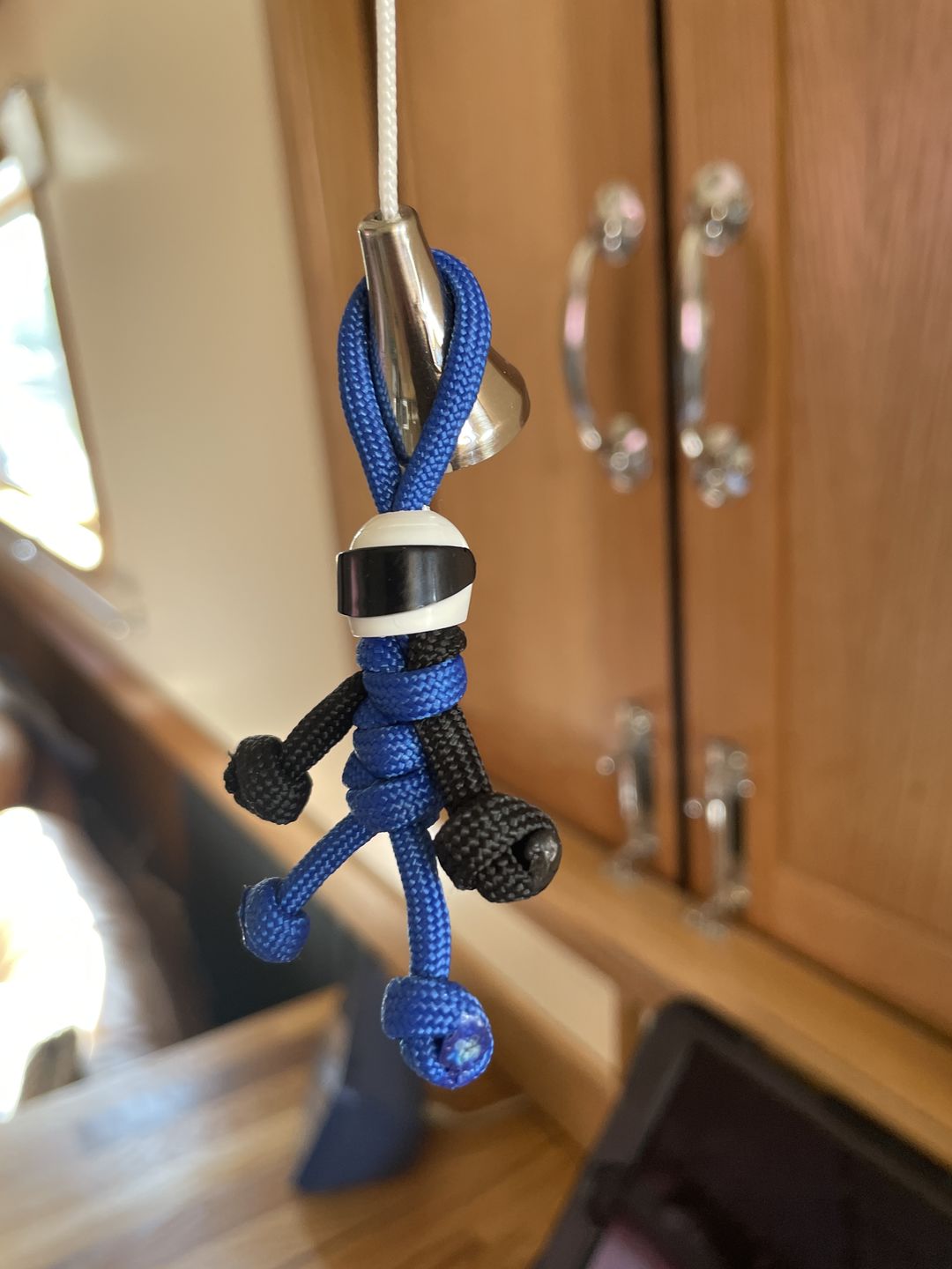 Customer photo review of Blue Biker Buddy Paracord Keychain