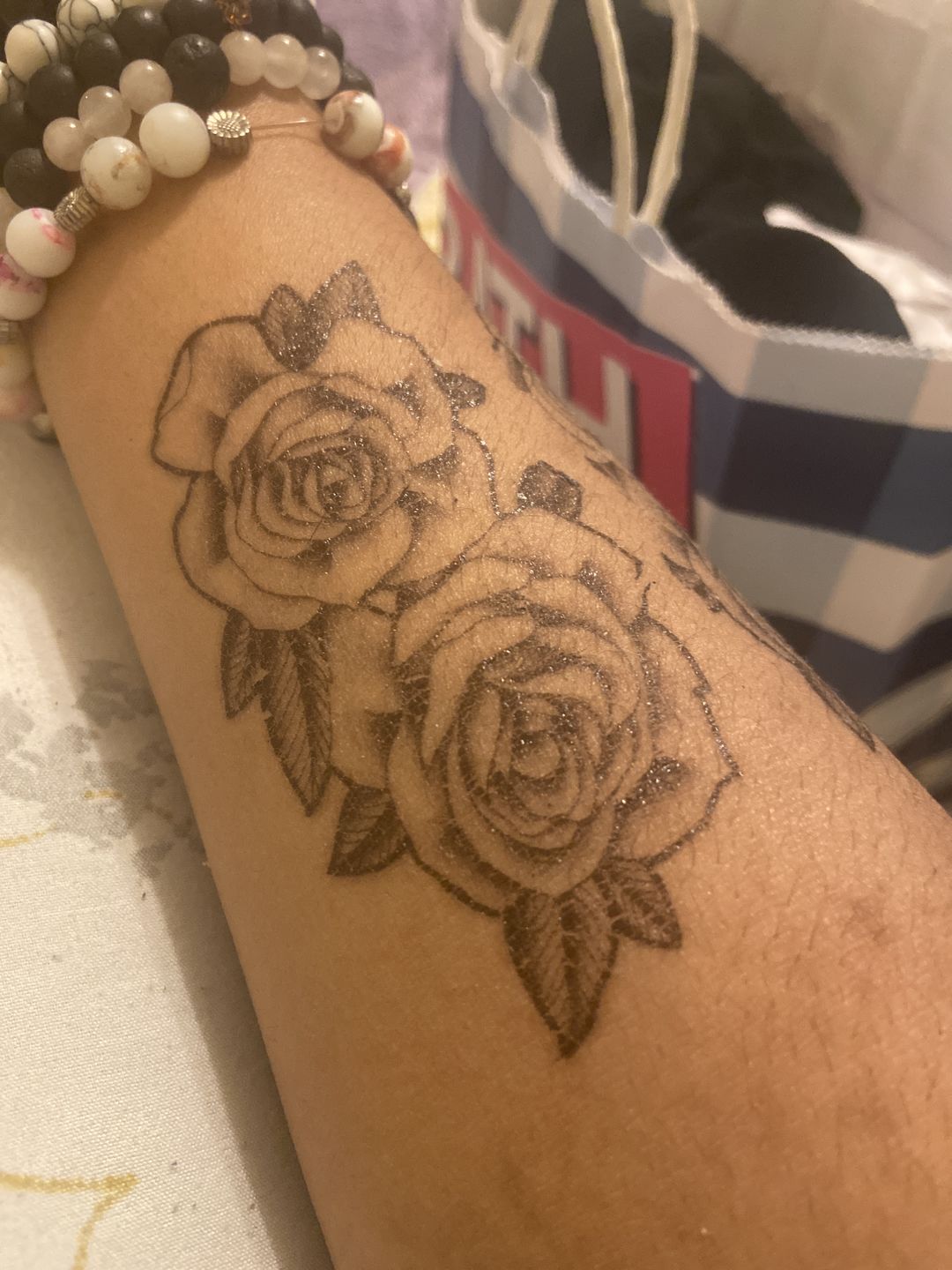 Customer photo review of Elegant Roses Tattoo