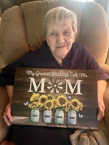 Customer photo review of My Greatest Blessings Call Me Mom Custom Names Canvas
